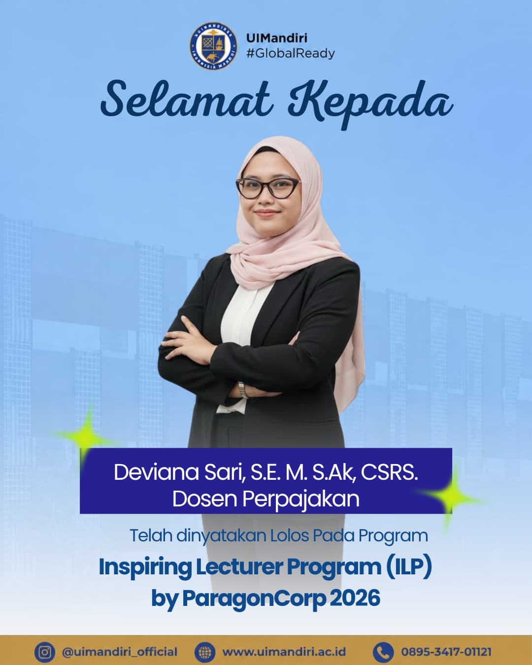 Dosen UIMandiri, Deviana Sari, Lolos Program Inspiring Lecturer Program (ILP) ParagonCorp